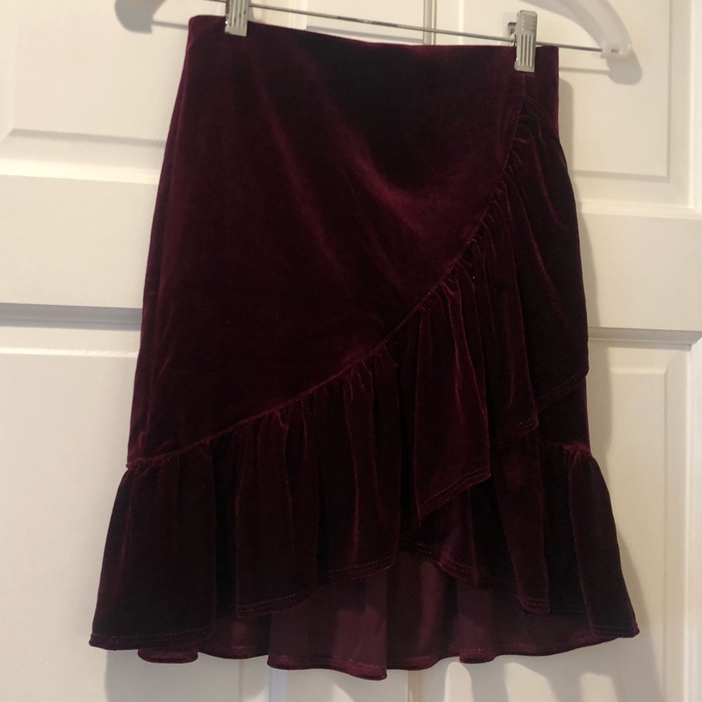 Urban Outfitters Burgundy Velvet Mini Skirt
